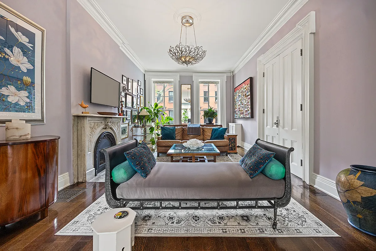 parlor with marble mantel