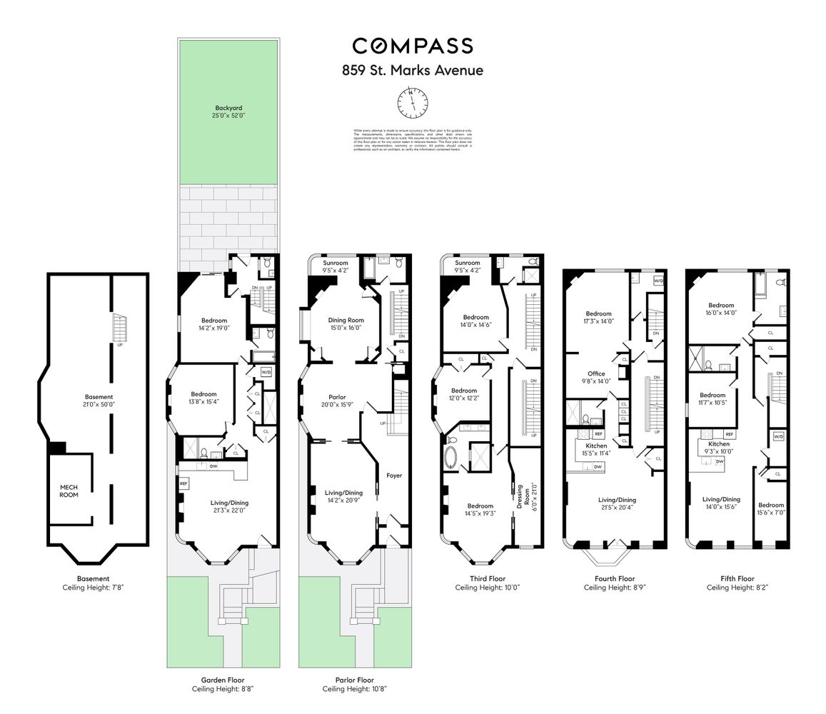 floorplan with five floors of living space plus a basement