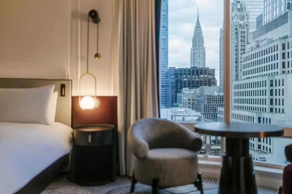 A Sofitel New York suite with a view of the Chrysler Building (Abaca Press / Aaron Joel Santos)