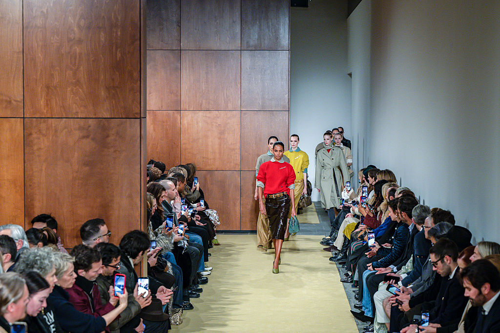 NEW YORK, USA - FEBRUARY 11: A model walks the runway during the Tory Burch Ready to Wear Fall/Winter 2026-2027 fashion show as part of the New York Fashion Week on February 11, 2026 in NY. (Photo by Victor VIRGILE/Gamma-Rapho via Getty Images)