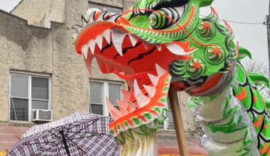 The traditional lion and dragon dance took place. Photo: Arthur De Gaeta/Brooklyn Eagle
