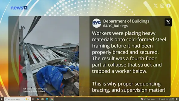 News 12 | Brooklyn | Construction worker hurt during partial building collapse in Crown Heights