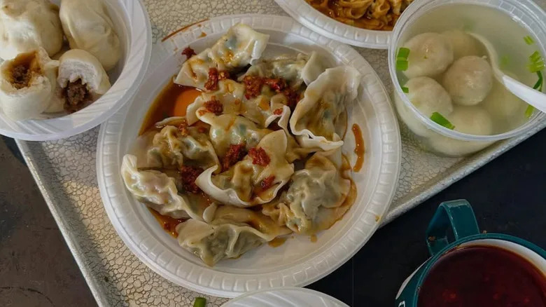 A plate of dumplings at Shu Jiao Fu Zhou in NYC's Chinatown
