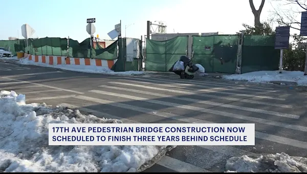 News 12 | Brooklyn | Construction of 17th Avenue Pedestrian Bridge now 3 years behind schedule
