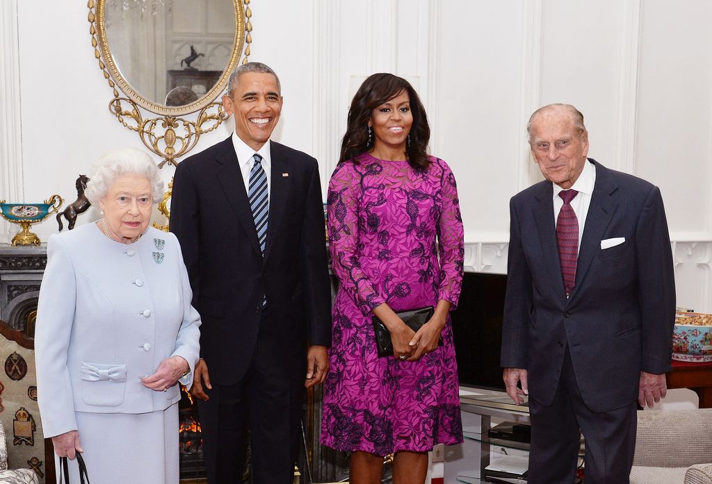 The Queen and Prince Philip meeting with Barack Obama and Michelle Obama