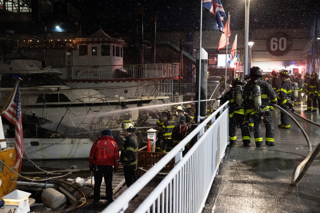 The fire erupted on board the Sun Odyssey 44 around 2:40 a.m. at 12th Avenue and West 23rd Street, near Chelsea’s Pier 63, the FDNY said. 