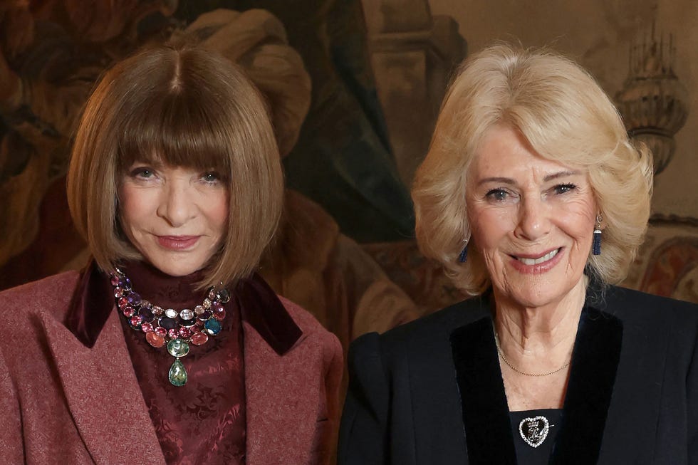 britains queen camilla (r) poses with former editor in chief of vogue anna wintour (r) during an audience at st jamess palace on february 19, 2026 in london. (photo by chris jackson / pool / afp via getty images)