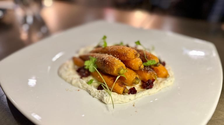 Roasted carrots with whipped goat cheese and pomegranate at Legacy...