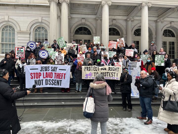 Protesters outside City Hall