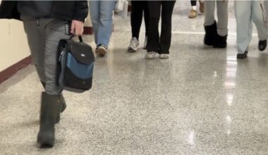 students walking in hallway