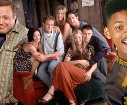 Collage of King of Queens, Friends, and Fresh Prince.