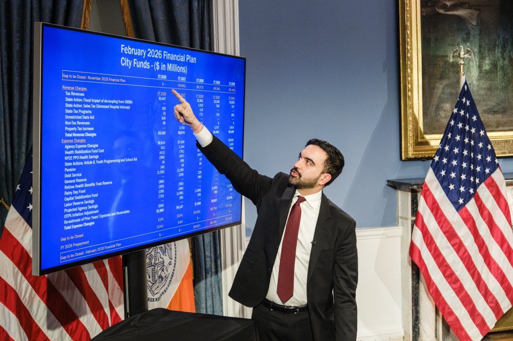 New York City mayor Zohran Mamdani holds a press conference regarding the NYC budget with First Deputy Mayor Dean Fuleihan and Director of the New York City Mayor's Office of Management and Budget (OMB) Sherif Soliman.
