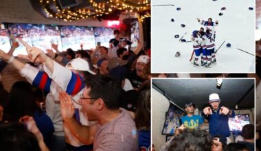 New Yorkers hit the bars before breakfast to cheer on US Olympic hockey team