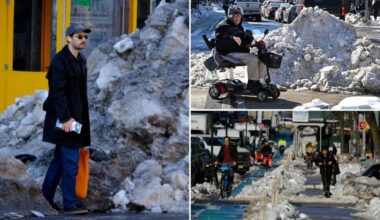 NYC's snow woes continue as giant icebergs, slushy streets and trash piles ruin travel for everyone