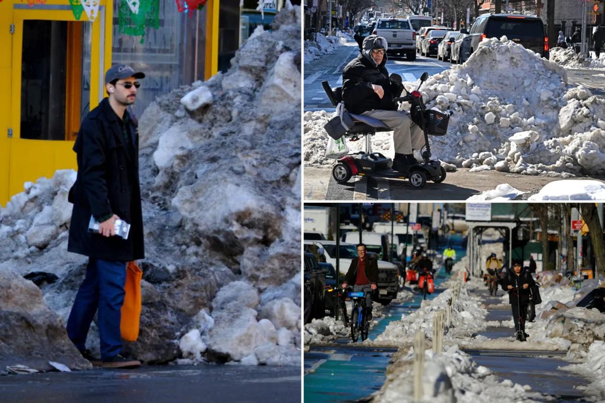 NYC's snow woes continue as giant icebergs, slushy streets and trash piles ruin travel for everyone