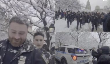 Mob descends on NYC park for epic snowball fight — but scene turns chaotic as it torments cops