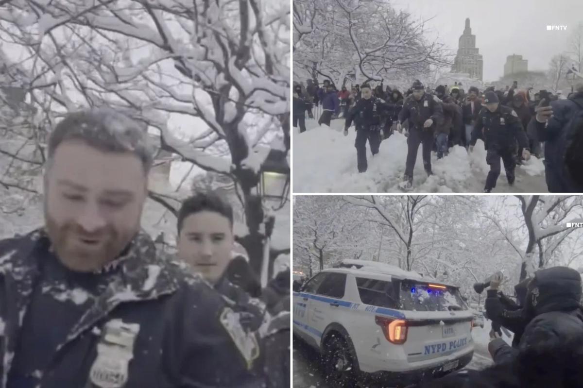Mob descends on NYC park for epic snowball fight — but scene turns chaotic as it torments cops
