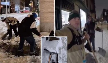 Duo goes viral for shoveling NYC sidewalks for free after Winter Storm Fern