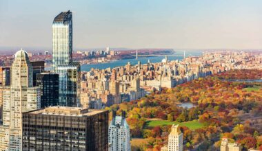 New York City skyline with Central Park in autumn, as the city announces a major housing settlement forcing repairs across boroughs