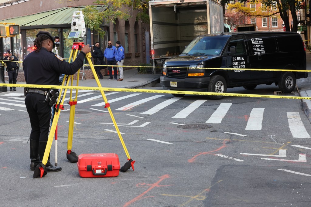 NYPD Highway and 6th pct police at Morton Street and 7th Avenue South. after a van struck a pedestrian.