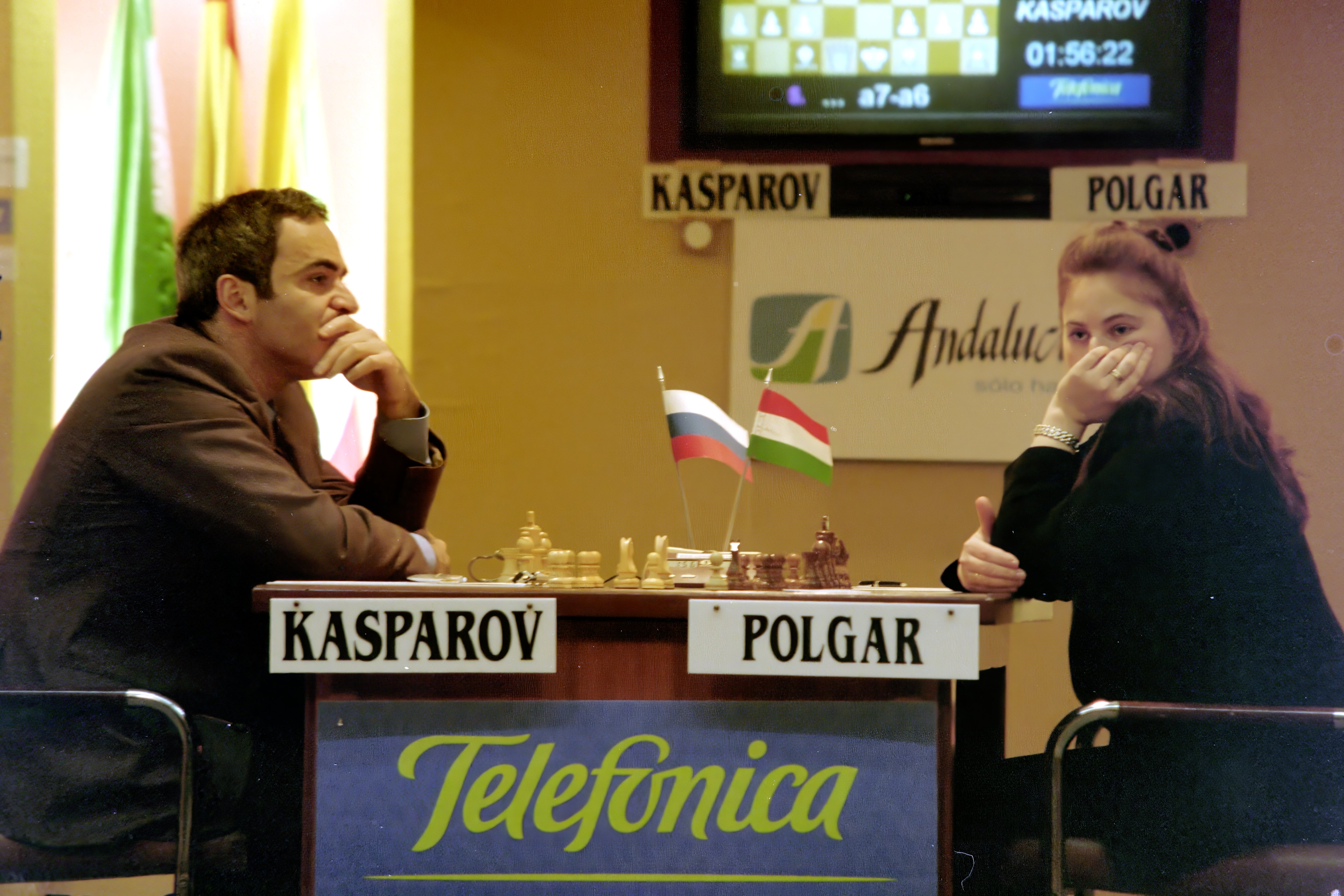Garry Kasparov and Judit Polgár in Queen of Chess during Linares. Photo: Courtesy of Netflix © 2026