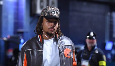Cleveland Browns safety Ronnie Hickman arrives at Gillette Stadium prior to an NFL football game against the New England Patriots, Oct. 26, 2025, in Foxborough, Mass. (AP Photo/Steven Senne, File)