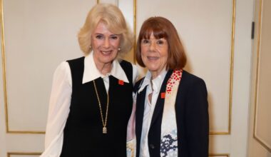 Queen Camilla (left) with Gisele Pelicot at Clarence House. Pic: PA