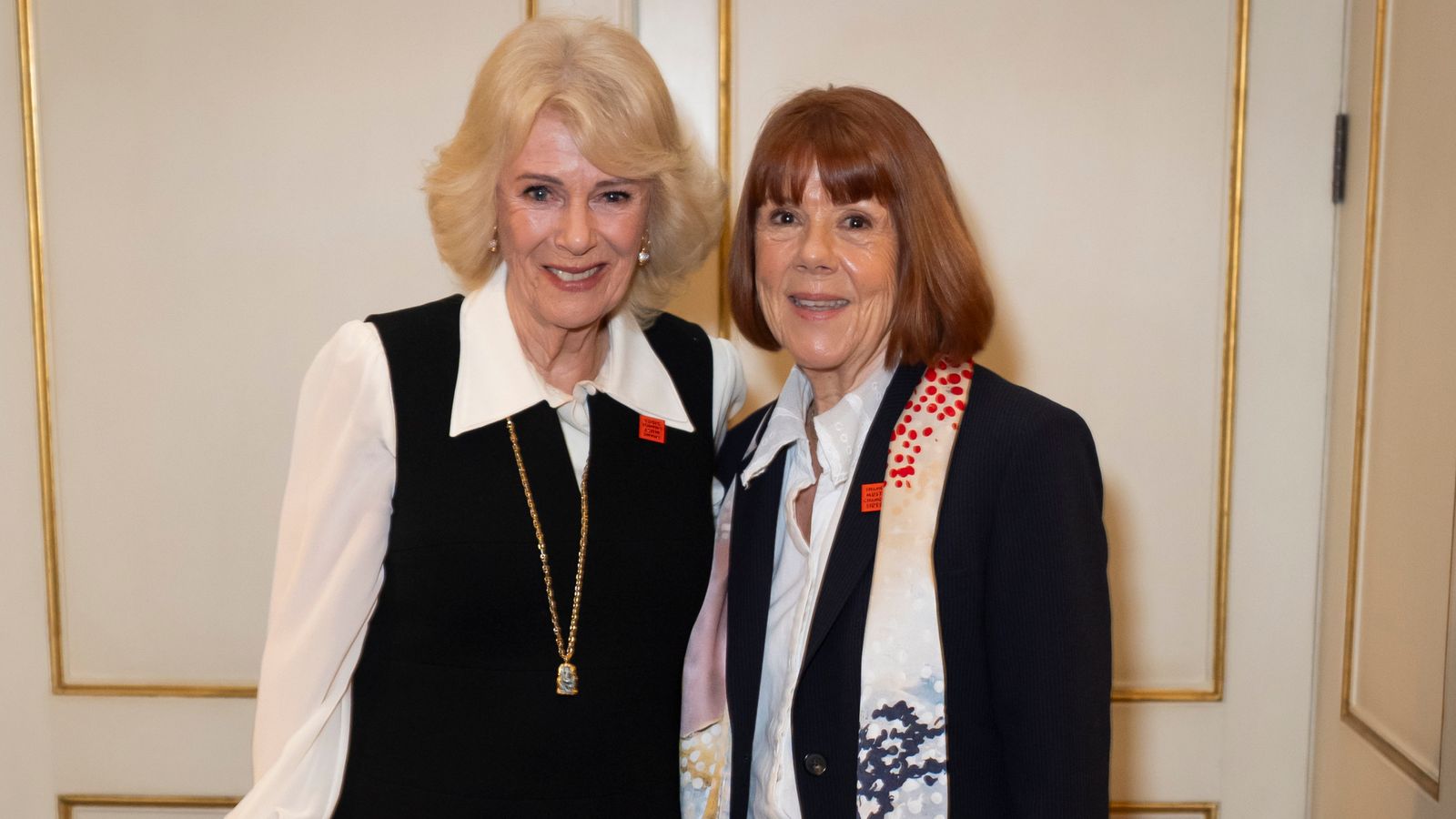 Queen Camilla (left) with Gisele Pelicot at Clarence House. Pic: PA