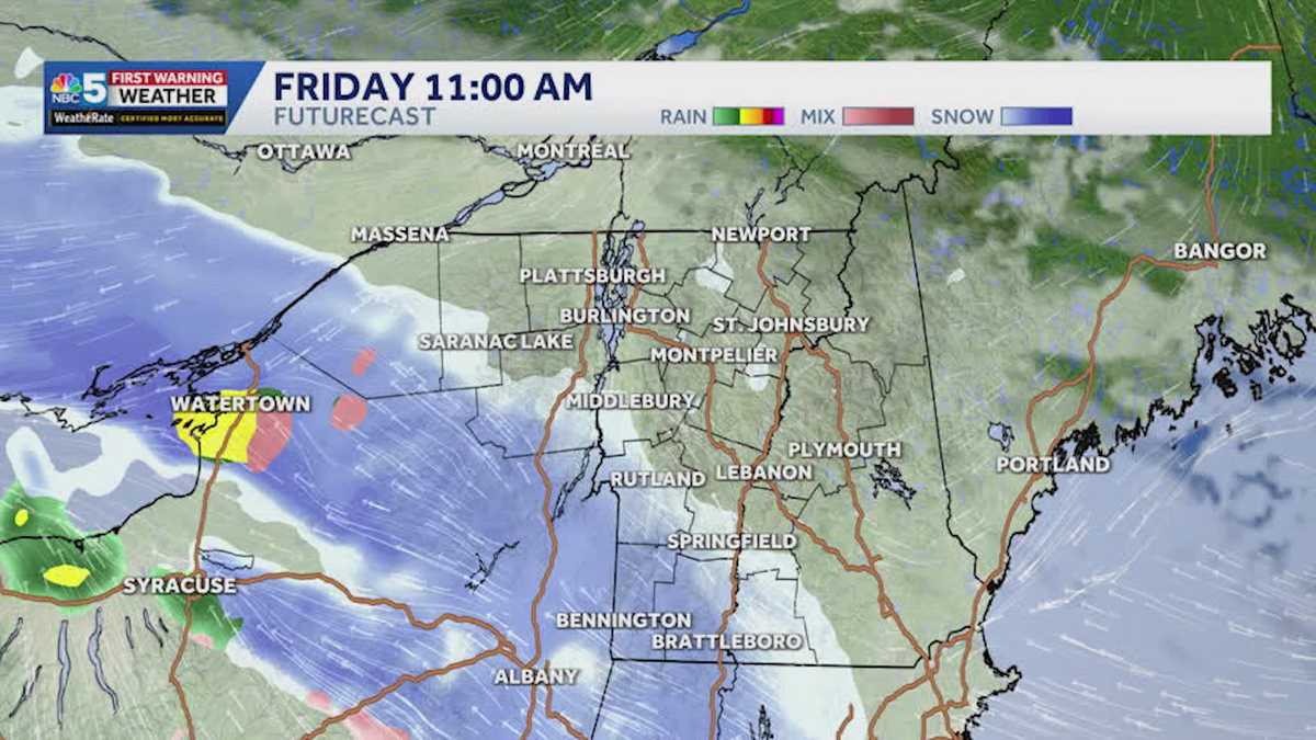See when heavy snow arrives Friday in Vermont, New York