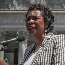 Rep. Yvette Clarke, D-NY, speaking at a news conference, in New York. Photo: Bebeto Matthews/AP