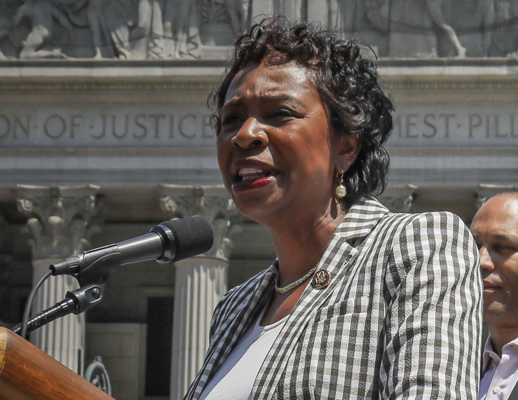 Rep. Yvette Clarke, D-NY, speaking at a news conference, in New York. Photo: Bebeto Matthews/AP