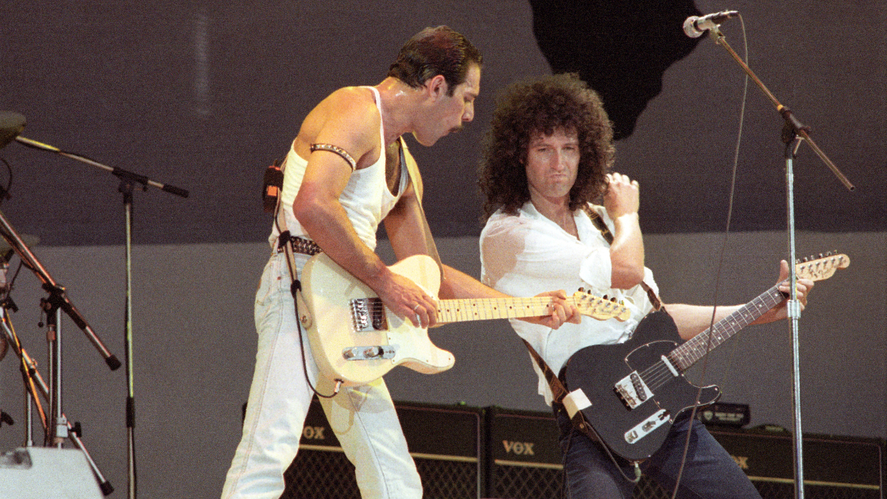 Queen on stage at Live Aid