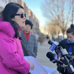 Councilmember Susan Zhuang speaks following Deacon Sebastian Renoj Ordoñez being detained by ICE Jan. 16. Photo courtesy of Councilmember Susan Zhuang