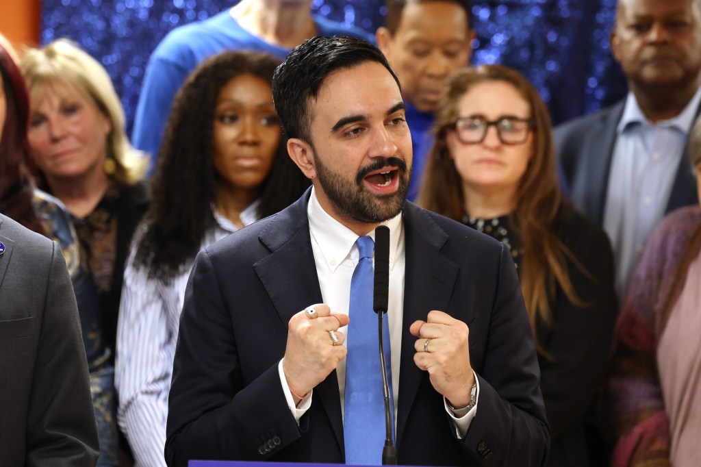 Mayor Zohran Mamdani speaking at a press conference on Staten Island.