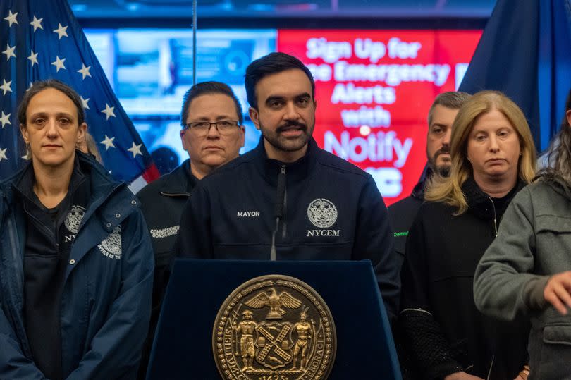 NEW YORK, NEW YORK - FEBRUARY 22: New York City Mayor Zohran Mamdani speaks at a news conference as the city braces for a blizzard on Sunday and into Monday on February 22, 2026 in New York City. Mamdani announced a state of emergency for New York City and issued a travel ban beginning at 9 p.m. tonight, and ending at 12 p.m. on Monday. New York City could get more than a foot of snow with up to two feet on Long Island and in parts of New Jersey. (Photo by Spencer Platt/Getty Images)
