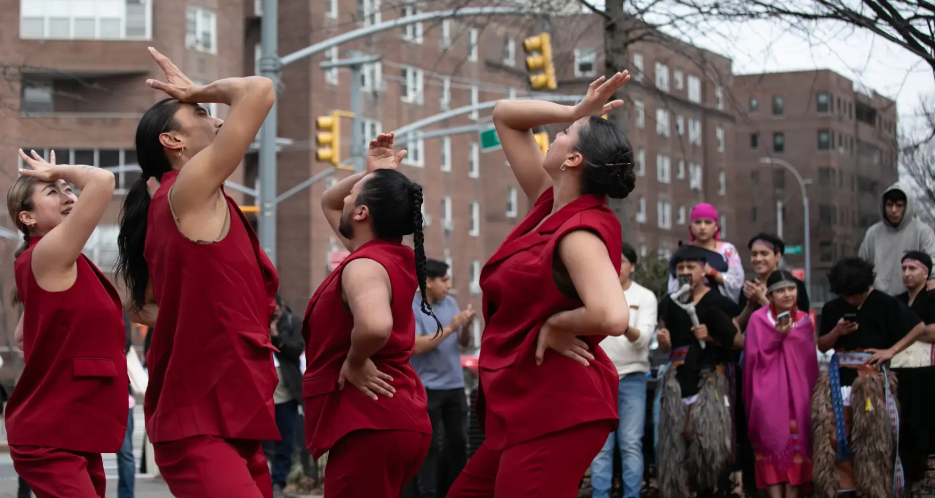 A modern jazz dance group performs during a festival at MacDonald Park in Forest Hills, Queens, March 8, 2026. Credit: Ben Fractenberg/THE CITY