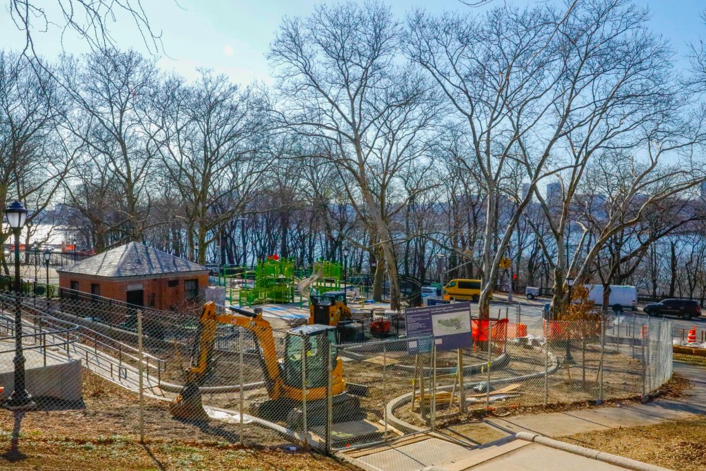 A playground and public bathroom in Fort Washington Park were closed off while the city made upgrades