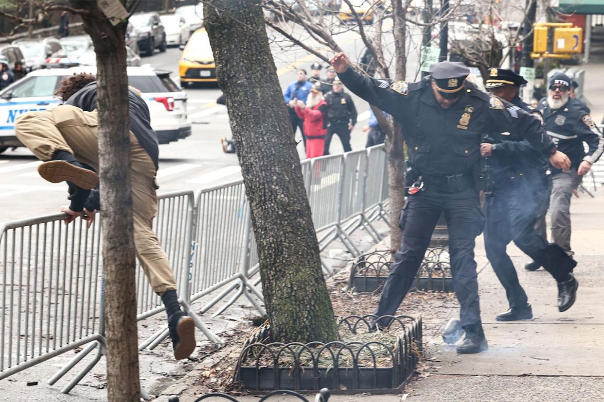 An improvised explosive device thrown near Gracie Mansion in New York City on March 7, 2026.Credit: CHARLY TRIBALLEAU / AFP via Getty