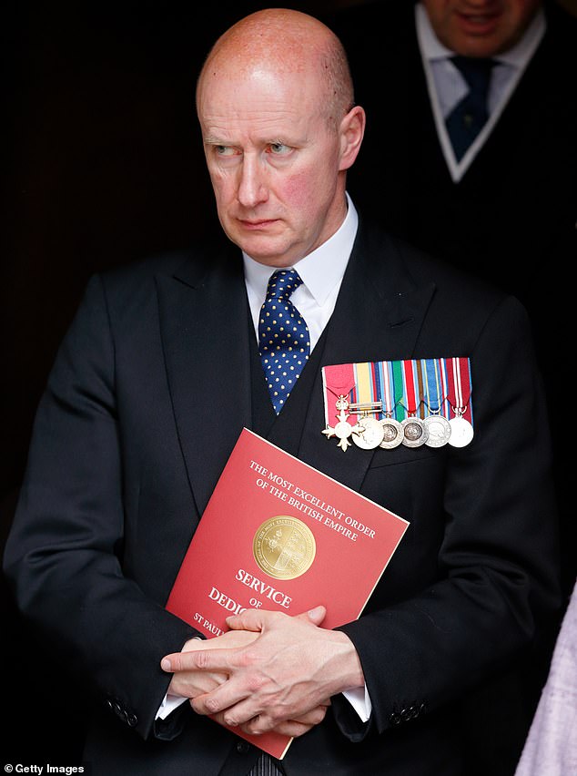 Sir Christopher Geidt pictured attending a service in 2017 as the then private secretary to Queen Elizabeth II