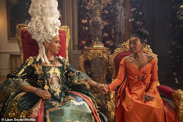 Pictured: Golda Rosheuvel as Queen Charlotte and Adjoa Andoh as Lady Danbury