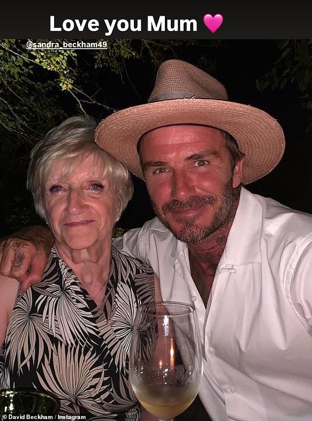David sweetly wrote 'Love you Mum' alongside a picture of them together on a holiday