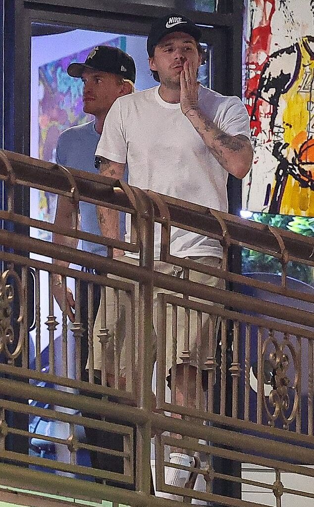 Brooklyn Beckham enjoyed dinner at Sushi Park in West Hollywood with singer Cody Simpson after missing out on an LA reunion with his dad David