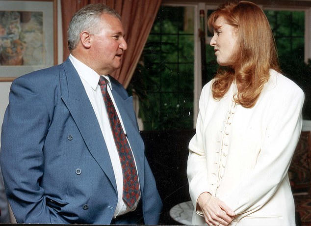 Decades of deals: Sarah Ferguson pictured in 1995 with East End serial entrepreneur Clive Garrad, who, Andrew Lownie documents in his book, struck a deal with the former royal to represent his nursing home business, in which she would be paid a '£1 for every bed'