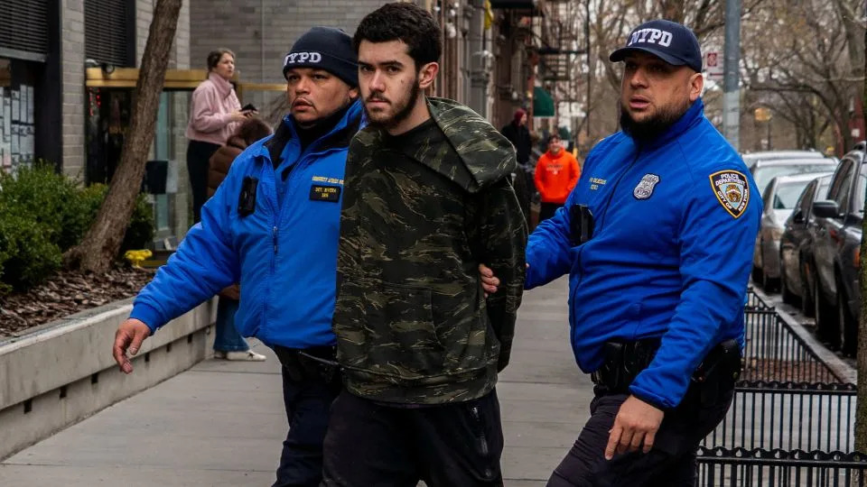 Ibrahim Kayumi, 19, is arrested by New York City police outside Gracie Mansion on Saturday. - Madison Swart/Reuters