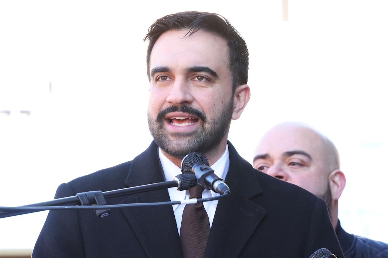 NYC Mayor Zohran Mamdani speaking to supporters.