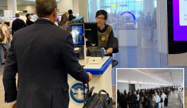 ICE agents scanning IDs at LaGuardia Airport’s long TSA lines 