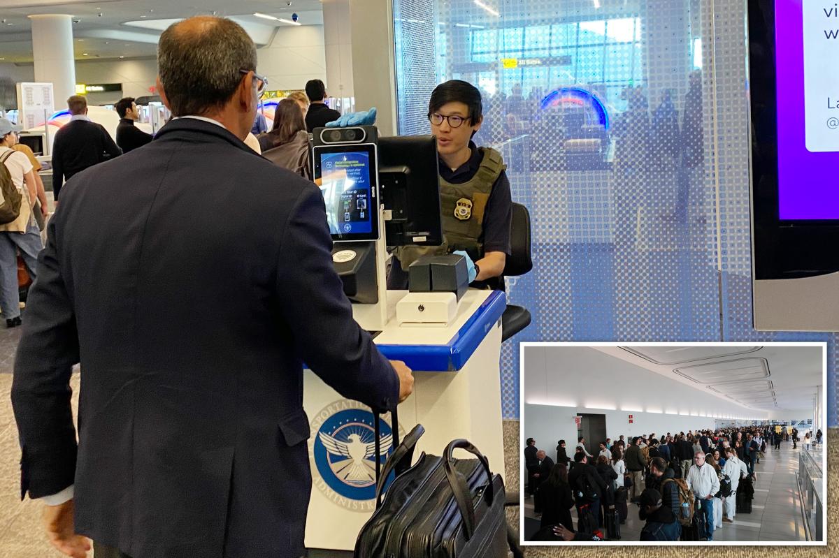 ICE agents scanning IDs at LaGuardia Airport’s long TSA lines 