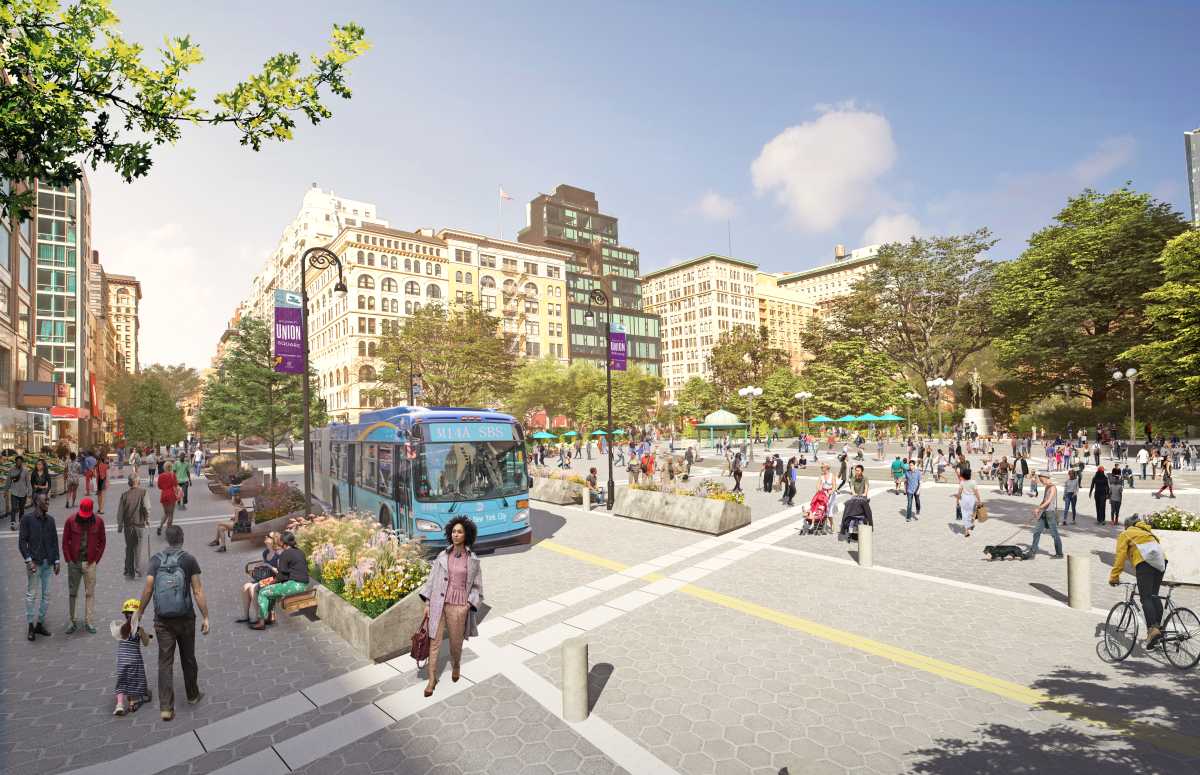 rendering of a busy union square 14th street