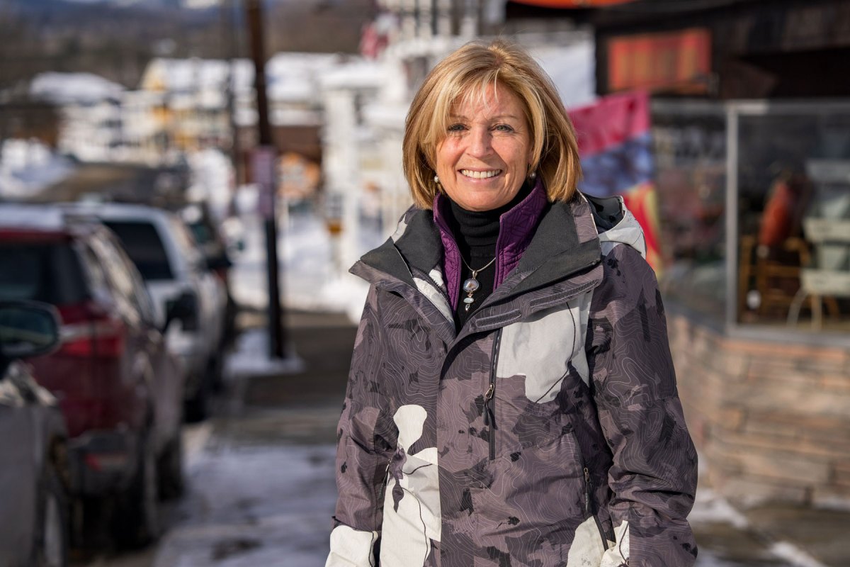 Mindy Preuninger, Johnsburg board member and chair of the Johnsburg Economic Development and Marketing Committee, at the top of Main Street in North Creek.