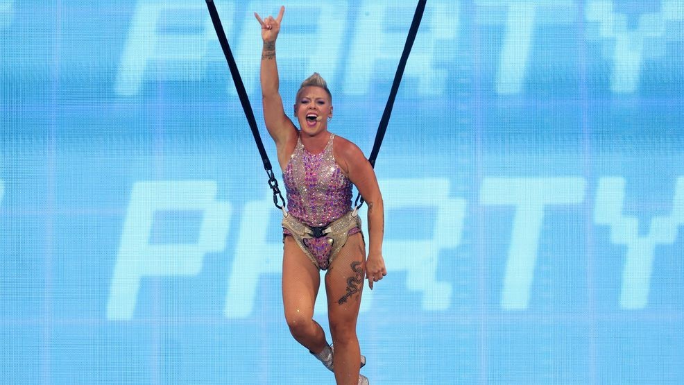 PHOENIX, ARIZONA - OCTOBER 09: P!nk performs during her Summer Carnival tour at Chase Field on October 09, 2023 in Phoenix, Arizona. (Photo by Christian Petersen/Getty Images)
